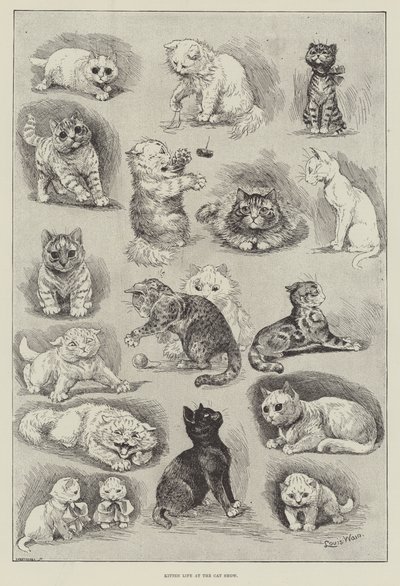 猫ショーで子猫の生活 作： Louis Wain